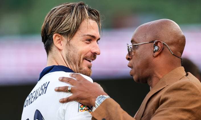 UEFA Nations League Group B2, Aviva Stadium, Dublin 7 9 2024 Republic of Ireland vs England England s Jack Grealish with Ian Wright after the game Jack Grealish with Ian Wright after the game 7 9 2024  Copyright: x INPHO RyanxByrnex RB1_5364