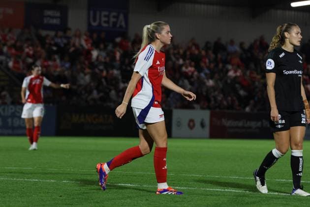 Meadow Park, England, September 7th, 2024: Alessia Russo (23 Arsenal) during the UEFA Champions League Round 1 match between Arsenal and Rosenborg at Meadow Park Stadium, Borehamwood, London, England on Saturday 7th September 2024. (Bettina Weissensteiner SPP) Copyright: xBettinaxWeissensteinerx xSPPx spp-en-BeWeSp-D02A8178