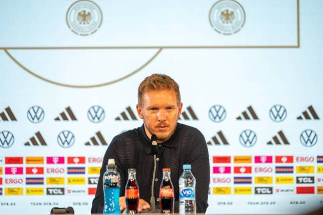 07.09.2024, Fussball: Nations League, Laenderspiel, Saison 2024 2025, Deutschland - Ungarn am 07.09.2024 in der Merkur Spiel Arena in Düsseldorf. Julian Nagelsmann (Nationalmannschaft Deutschland, Trainer) beantwort die Fragen der Journalisten auf der PK nach dem Sieg. Wichtiger Hinweis: Gemaess den Vorgaben der FIFA bzw. der UEFA ist es untersagt, in dem Stadion und oder vom Spiel angefertigte Fotoaufnahmen in Form von Sequenzbildern und oder videoaehnlichen Fotostrecken zu verwerten bzw. verwerten zu lassen. Foto: Kirchner-Media TH Copyright: xKirchner-Media THx