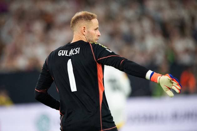 Torwart GULACSI Peter (HUN) Gestik, gestikuliert, Fussball Nations League Deutschland (GER) - Ungarn (HUN) 5-0 am 07.09.2024 in Duesseldorf,