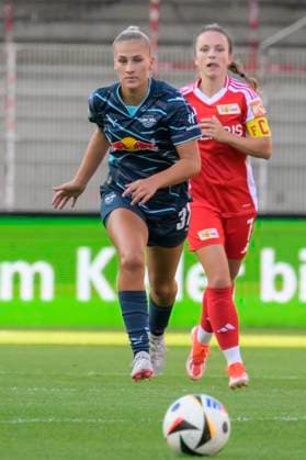 GER, Berlin, Fussball, 1. FC Union Berlin vs Rasenballsport Leipzig - DFB-Pokal, 2. Spieltag, Frauen, Bundesliga, DFB, Spielzeit 2024 2025, Alte Foersterei, Schmid 37 (RB Leipzig), DFB DFL REGULATIONS PROHIBIT ANY USE OF PHOTOGRAPHS AS IMAGE SEQUENCES AND OR QUASI-VIDEO, 08.09.2024, Copyright: HMBxMedia UwexKoch