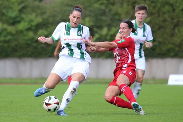 Mönchengladbach, Deutschland 08. September 2024: DFB Pokal - Frauen - 2024 2025 - Borussia Mönchengladbach vs. 1. FC Köln Im Bild: v. li. im Zweikampf Flaka Aslanaj (Borussia Mönchengladbach) und Sara Agrez (1. FC Köln) DFB regulations prohibit any use of photographs as image sequences and or quasi-video Grenzlandstadion Nordrhein Westfalen Copyright: xFotostandx xVanxderxVeldenx
