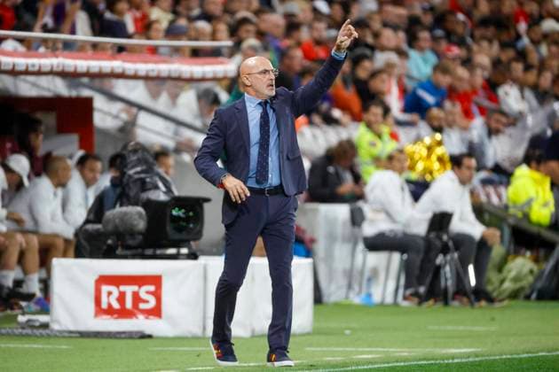 Luis de la Fuente (Spanien, Trainer) , UEFA , Nations League, Gruppe A, Schweiz vs. Spanien, 08.09.2024, Stade de Geneve, Genf, Schweiz Genf Stade de Geneve Genf Schweiz Copyright: xGrantxHubbsx