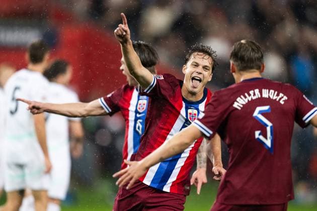 Sport Themen der Woche KW37 Sport Bilder des Tages 240909 Felix Horn Myhre of Norway celebrates after scoring 1-0 during the Nations League football match between Norway and Austria on September 9, 2024 in Oslo. Photo: Marius Simensen BILDBYRAN COP 238 VG0664 bbeng fotboll football soccer fotball nations league landskamp norge norway österrike osterrike austria jubel *** 240909 Felix Horn Myhre of Norway celebrates after scoring 1 0 during the Nations League football match between Norway and Austria on September 9, 2024 in Oslo Photo Marius Simensen BILDBYRAN COP 238 VG0664 bbeng fotboll football soccer fotball nations league landskamp norge norway österrike osterrike austria jubel  Copyright: MARIUSxSIMENSEN BB240909BB272