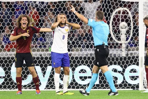 France v Belgium - UEFA Nations League LYON, FRANCE - SEPTEMBER 09 : Faes Wout defender of Belgium and Guendouzi Matteo midfielder of France during the UEFA Nations League match in group A2 between France and Belgium on September 9, 2024 in Lyon, France, 09 09 2024 Lyon France  Copyright: xTomasxSiskx
