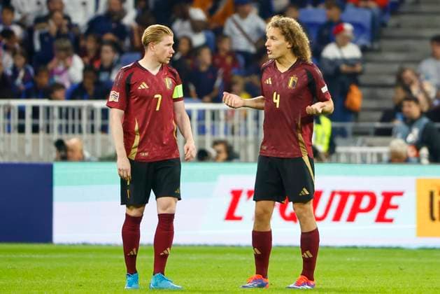 France v Belgium - UEFA Nations League LYON, FRANCE - SEPTEMBER 09 : De Bruyne Kevin forward of Belgium and Faes Wout defender of Belgium during the UEFA Nations League match in group A2 between France and Belgium on September 9, 2024 in Lyon, France, 09 09 2024 Lyon France  Copyright: xJanxDexMeuleneirx