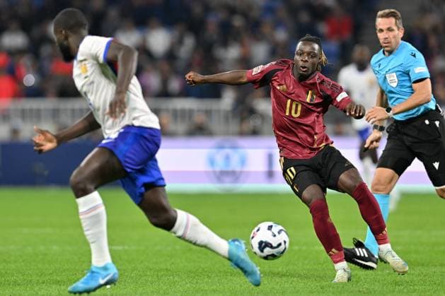 240909 UEFA NATIONS LEAGUE A2 - D2 FRANCE VS BELGIUM Jeremy Doku (10) of Belgium pictured during a soccer game between the national teams of France, called les Bleus and Belgium, called the Red Devils in the Second game in group A2 in the UEFA Nations League , on Monday 9 September 2024 in Lyon , France . photo isosport David Catry LYON FRANCE  Copyright: xx 479980