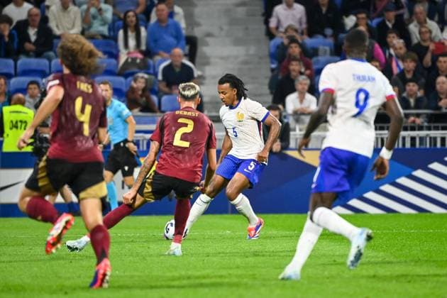 UEFA Ligue des Nations France vs Belgique Alexandre Dimou ALEXPRESS MAXPPP - Jules KUNDE of France during UEFA Ligue des Nations France vs Belgique ˆ Groupama Stadium de Decines (Alexandre Dimou Alexpress France vs Belgium UEFA Lyon France  Copyright: xALEXPRESS MAXPPPxAlexandrexDimoux DIM202409099651 DIM202409099651