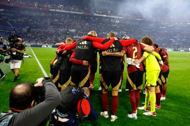 France v Belgium - UEFA Nations League LYON, FRANCE - SEPTEMBER 09 : General view of Team Belgium during the UEFA Nations League match in group A2 between France and Belgium on September 9, 2024 in Lyon, France, 09 09 2024 Lyon France  Copyright: xJanxDexMeuleneirx