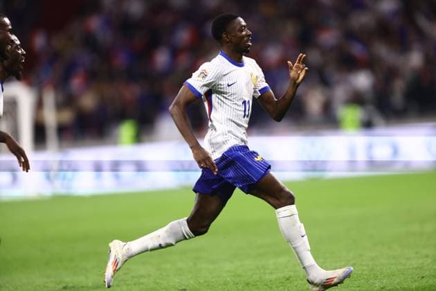 France v Belgium - UEFA Nations League LYON, FRANCE - SEPTEMBER 09 : Dembele Ousmane forward of France celebrates scoring a goal during the UEFA Nations League match in group A2 between France and Belgium on September 9, 2024 in Lyon, France, 09 09 2024 Lyon France  Copyright: xTomasxSiskx