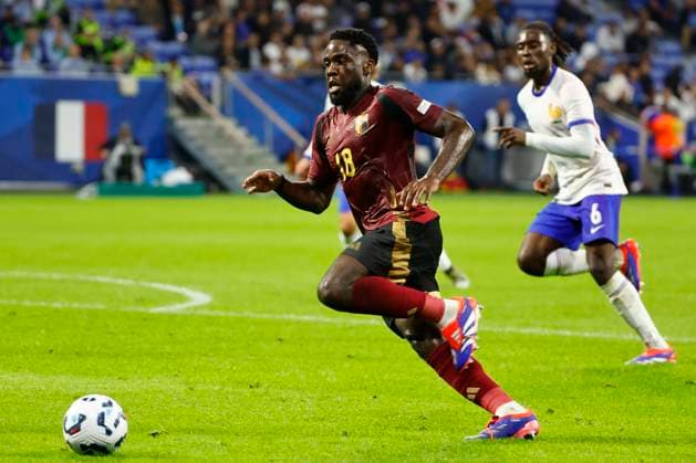 France v Belgium - UEFA Nations League LYON, FRANCE - SEPTEMBER 09 : Mangala Orel midfielder of Belgium during the UEFA Nations League match in group A2 between France and Belgium on September 9, 2024 in Lyon, France, 09 09 2024 Lyon France  Copyright: xJanxDexMeuleneirx