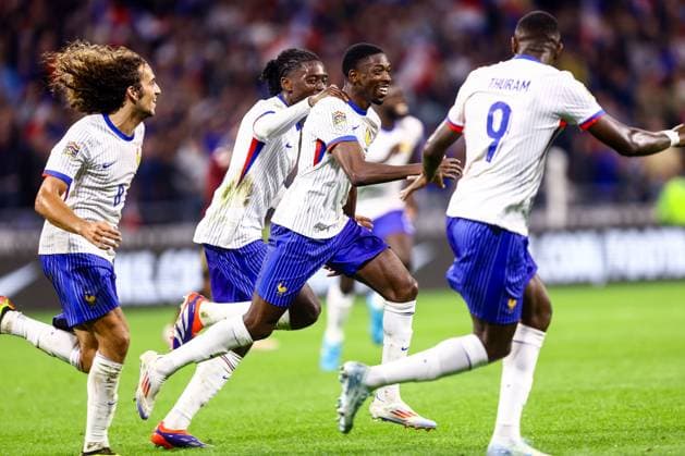 France v Belgium - UEFA Nations League LYON, FRANCE - SEPTEMBER 09 : The team of France celebrates after the 2-0 goal of Dembele Ousmane forward of France during the UEFA Nations League match in group A2 between France and Belgium on September 9, 2024 in Lyon, France, 09 09 2024  Copyright: xTomasxSiskx