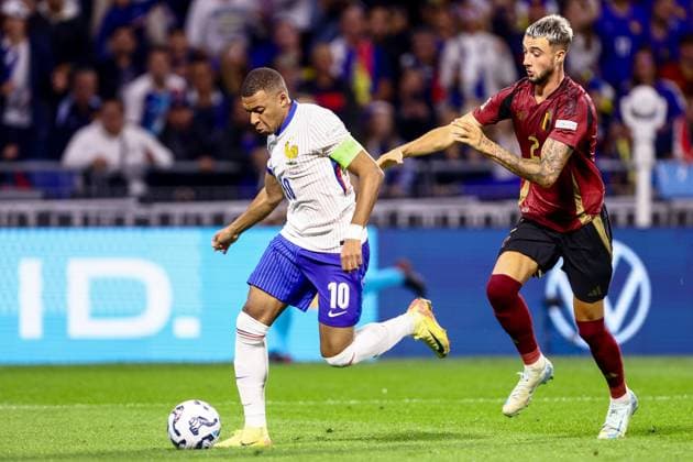 France v Belgium - UEFA Nations League LYON, FRANCE - SEPTEMBER 09 : Mbappe Kylian forward of France and Debast Zeno defender of Belgium during the UEFA Nations League match in group A2 between France and Belgium on September 9, 2024 in Lyon, France, 09 09 2024  Copyright: xTomasxSiskx