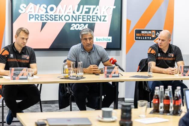 Sport Bilder des Tages 10.09.24, Berlin, Volleyball, Berlin Recycling Volleys: BR Volleys Saisonauftakt-Pressekonferenz. BR Volleys Saisonauftakt-Pressekonferenz