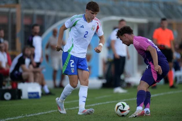 Italia s U20 Marco Palestra in action during the match Elite League Italy U20 - Germany U20 at the Manlio Scopigno stadium in Rieti, Italy on september 10, 2024  Copyright: xGianlucaxVannicelli IPAxSportx x xx IPA_49524834 IPA_Agency_IPA49524834
