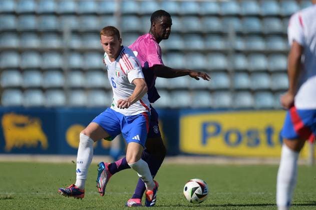- Altro - Elite League Under 20 - Italy vs Germany Italia s U20Pietro Comuzzo in action against Germany s U20 Ilyas Ansah during the match Elite League Italy U20 - Germany U20 at the Manlio Scopigno stadium in Rieti, Italy on september 10, 2024 Rieti Italy  Copyright: xIPAxSport ABACAx