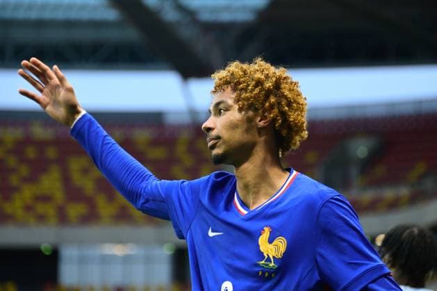 Hugo Ekitike ( 9 - France ) celebrates after scoring during the European U21, U 21 Championship 2025 match between France and Bosnia and Herzegovina at MMArena on September 10, 2024 in Le Mans, France. ( Photo by federico pestellini panoramic ) - FOOTBALL : France vs Bosnie Espoirs - Le Mans - 10 09 2024 FedericoPestellini Panoramic 