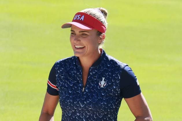 GAINESVILLE, VA - SEPTEMBER 10: Team USA golfer Lexi Thompson practices on the 14th hole during the first day of practice for the 2024 Solheim Cup at Robert Trent Jones Golf Club at Gainesville, Virginia (Photo by Brian Spurlock Icon Sportswire) GOLF: SEP 10 LPGA, Golf Damen Solheim Cup EDITORIAL USE ONLY Icon2409101