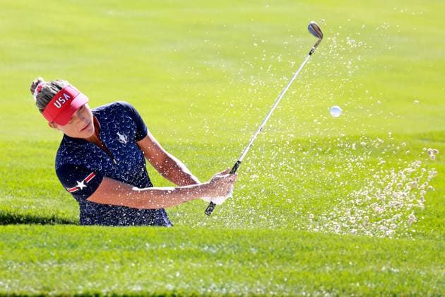 Sport Bilder des Tages GAINESVILLE, VA - SEPTEMBER 10: Team USA golfer Lexi Thompson hits a shot out of the sand on the 14th hole during the first day of practice for the 2024 Solheim Cup at Robert Trent Jones Golf Club at Gainesville, Virginia (Photo by Brian Spurlock Icon Sportswire) GOLF: SEP 10 LPGA, Golf Damen Solheim Cup EDITORIAL USE ONLY Icon2409104