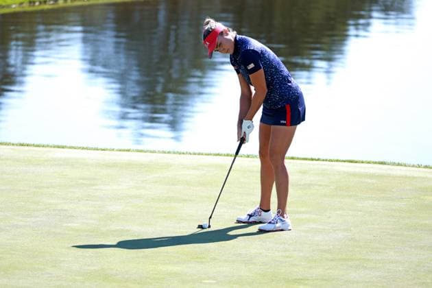 GAINESVILLE, VA - SEPTEMBER 10: Team USA golfer Lexi Thompson putts on the 14th hole during the first day of practice for the 2024 Solheim Cup at Robert Trent Jones Golf Club at Gainesville, Virginia (Photo by Brian Spurlock Icon Sportswire) GOLF: SEP 10 LPGA, Golf Damen Solheim Cup EDITORIAL USE ONLY Icon2409108
