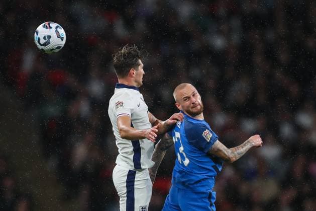 UEFA Nations League - League B - Group 2 England v Finland Adam Stahl of Finland flicks the ball on ahead of John Stones of England during the UEFA Nations League - League B - Group 2 England v Finland at Wembley Stadium, London, United Kingdom, 10th September 2024 (Photo by Gareth Evans News Images) Copyright: xGarethxEvans NewsxImagesx