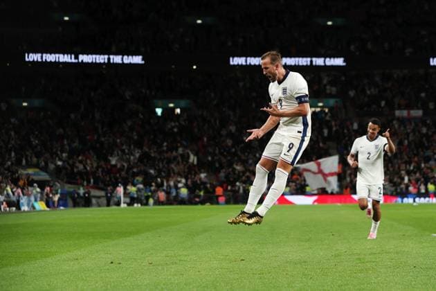 England v Finland, London, UK - 10 Sept 2024 Goal celebration for Harry Kane, Captain of England during the UEFA Nations League match between England and Finland at Wembley Stadium, London on 10 September 2024 ( London Wembley Stadium England Copyright: xGeorgexBeck PPAUKx PPA-134527