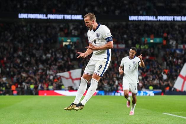 UEFA Nations League - League B - Group 2 England v Finland Harry Kane of England celebrates his goal to make it 2-0 during the UEFA Nations League - League B - Group 2 England v Finland at Wembley Stadium, London, United Kingdom, 10th September 2024 (Photo by Gareth Evans News Images) Copyright: xGarethxEvans NewsxImagesx