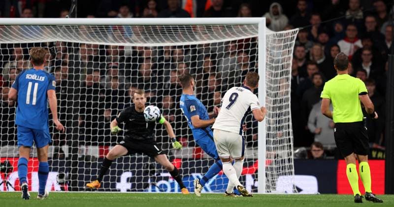 Harry Kane of England scores his 2nd goal to put England 2-0 up England v Finland - UEFA Nations League - League B - Group 2. Football. Wembey Stadium, London. UK. 10 SEP 2024 Editorial use only  Copyright: xJASONPIX Shutterstockx 14710299s