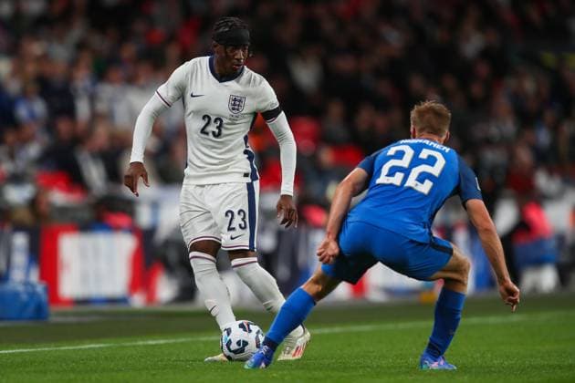 UEFA Nations League - League B - Group 2 England v Finland Noni Madueke of England takes on Ilmari Niskanen of Finland during the UEFA Nations League - League B - Group 2 England v Finland at Wembley Stadium, London, United Kingdom, 10th September 2024 (Photo by Gareth Evans News Images) Copyright: xGarethxEvans NewsxImagesx