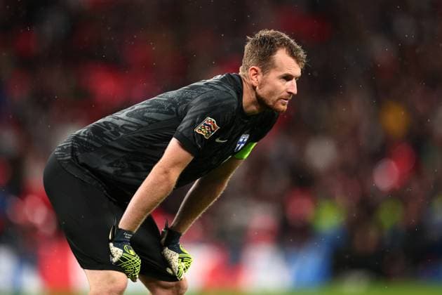 10th September 2024; Wembley Stadium, London, England; Nations League, League B, Group 2 International Football, England versus Finland; Lukas Hradecky of Finland  ActionPlus12691313 ShaunxBrooks