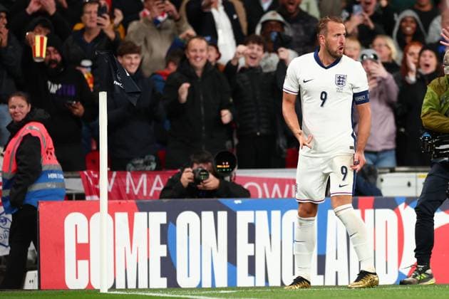 10th September 2024; Wembley Stadium, London, England; Nations League, League B, Group 2 International Football, England versus Finland; Harry Kane of England celebrates after he scored for 1-0  ActionPlus12691323 ShaunxBrooks