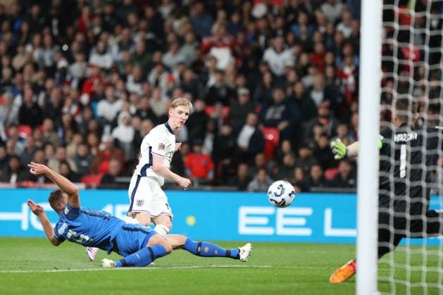 Anthony Gordon of England shoots at goal during the UEFA Nations League match between England and Finland at Wembley Stadium, London, England on 10 September 2024. Copyright: xJoshuaxSmithx 41750048