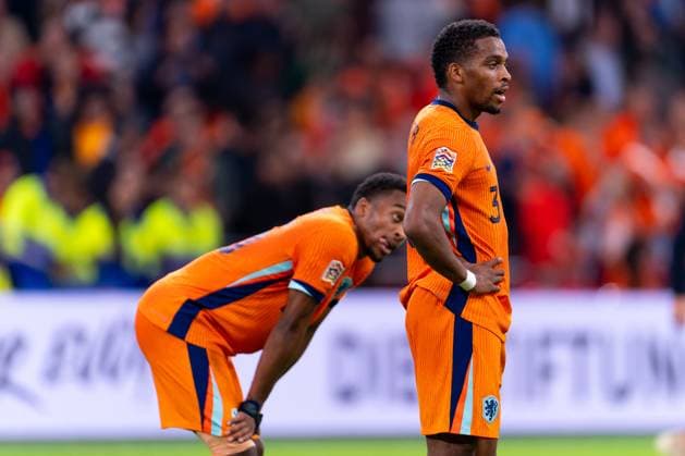 2024-09-10 Netherlands v Germany - UEFA Nations League 2024 25 League A Group A3 AMSTERDAM, NETHERLANDS - SEPTEMBER 10: Quinten Timber of the Netherlands and Jurrien Timber of the Netherlands after the UEFA Nations League 2024 25 League A Group A3 match between Netherlands and Germany at Johan Cruijff Arena on September 10, 2024 in Amsterdam, Netherlands. (Photo by Joris Verwijst BSR Agency) Amsterdam Netherlands Content not available for redistribution in The Netherlands directly or indirectly through any third parties. Copyright: xBSRxAgencyx