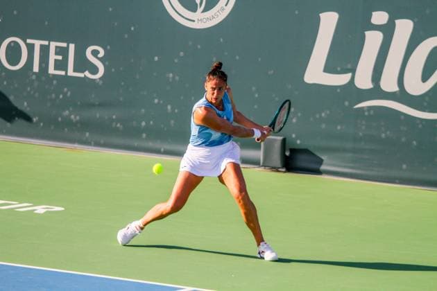 September 11, 2024, Monastir, Monastir Governorate, Tunisia: Monastir, Tunisia. 10 September 2024. Sara Sorribes Tormo of Spain plays against Jana Fett of Croatia at the Jasmin Open in Monastir, Tunisia. The women s professional tennis tournament is taking place at the Magic Hotel Skanes in Monastir between 9 and 15 September 2024 Monastir Tunisia - ZUMAd99_ 0761496941st Copyright: xHasanxMradx