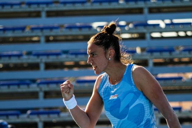 September 11, 2024, Monastir, Monastir Governorate, Tunisia: Monastir, Tunisia. 10 September 2024. Sara Sorribes Tormo of Spain plays against Jana Fett of Croatia at the Jasmin Open in Monastir, Tunisia. The women s professional tennis tournament is taking place at the Magic Hotel Skanes in Monastir between 9 and 15 September 2024 Monastir Tunisia - ZUMAd99_ 20240911_zap_d99_012 Copyright: xHasanxMradx