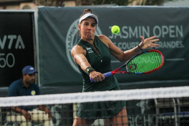 September 11, 2024, Monastir, Tunisia: Monastir, Tunisia. 11 September 2024. Suzan Lamens of the Netherlands and Mariam Bolkvadze of Georgia play against Quinn Gleason of the USA and Ingrid Martins of Brazil in a doubles match at the Jasmin Open in Monastir, Tunisia. The women s professional tennis tournament is taking place at the Magic Hotel Skanes in Monastir between 9 and 15 September 2024 Monastir Tunisia - ZUMAd99_ 20240911_zap_d99_041 Copyright: xHasanxMradx