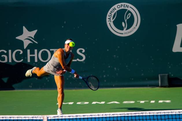 September 11, 2024, Monastir, Monastir Governorate, Tunisia: Monastir, Tunisia. 10 September 2024. Jana Fett of Croatia plays against Sara Sorribes Tormo of Spain at the Jasmin Open in Monastir, Tunisia. The women s professional tennis tournament is taking place at the Magic Hotel Skanes in Monastir between 9 and 15 September 2024 Monastir Tunisia - ZUMAd99_ 20240911_zap_d99_024 Copyright: xHasanxMradx