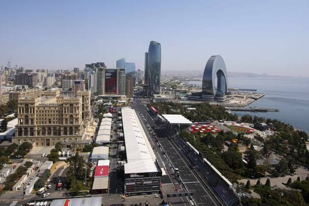Landscape of the Baku City Circuit during the Formula 1 Azerbaijan Grand Prix 2024, 17th round of the 2024 Formula One World Championship, WM, Weltmeisterschaft from September 13 to 15, 2024 on the Baku City Circuit, in Baku, Azerbaijan - F1 - AZERBAIJAN GRAND PRIX 2024 DPPI Panoramic  240912_R17_AZERBAIJAN_DP_EA019701