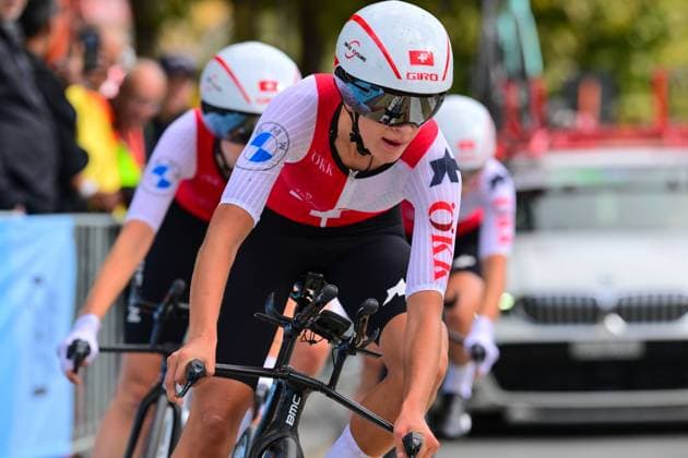 Switzerland Junior Mixed Team Relay UEC Road European Championships 2024 BIALON Nicolas, SOMMER Sven, TOTH Noel, FURRER Muriel, GRET NoÃ mie, METTIER Chiara Junior Mixed Team Relay von Heusden-Zolder nach Hasselt (52.3 km) am 12. September 2024. Die Radsport EM Straßenradsport-Europameisterschaften 2024 (2024 UEC Road European Championships) der Union EuropÃ enne de Cyclisme von 11. bis 15. September 2024 in der belgischen Provinz Limburg. EuroRoad24, EuroRoad 2024.