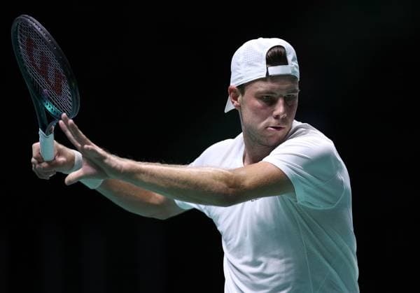 Eero Vasa of Finland in action Davis Cup Group Stage Finals 2024, Day Three, AO Arena, Manchester, UK - 12 Sep 2024  Copyright: xEllaxLing Shutterstockx 14713339b