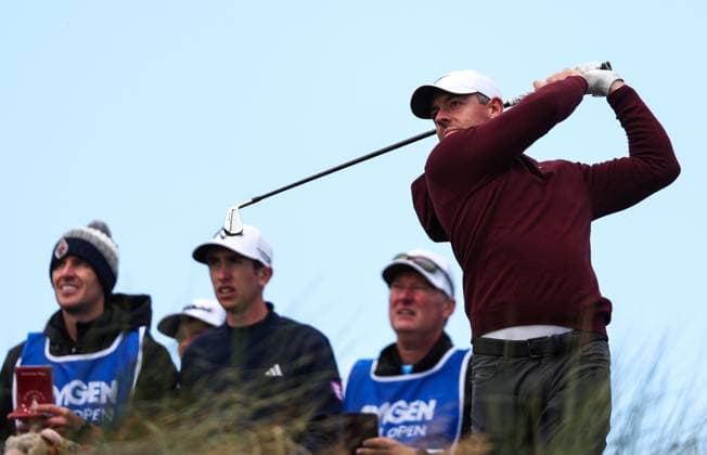 2024 Amgen Irish Open, Royal County Down, Newcastle, Northern Ireland 12 9 2024 Rory McIlroy tees off on the 5th Rory McIlroy tees off on the 5th 12 9 2024  Copyright: x INPHO BenxBradyx BB4_3428