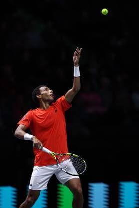 Felix Auger Aliassime of Canada in action Davis Cup Group Stage Finals 2024, Day Three, AO Arena, Manchester, UK - 12 Sep 2024  Copyright: xEllaxLing Shutterstockx 14713339v