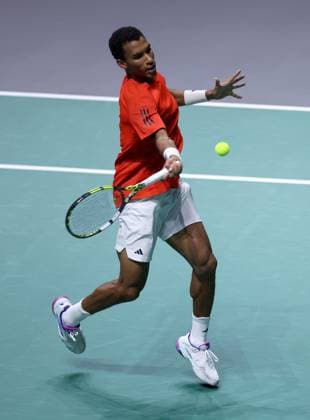 Felix Auger Aliassime of Canada in action Davis Cup Group Stage Finals 2024, Day Three, AO Arena, Manchester, UK - 12 Sep 2024  Copyright: xEllaxLing Shutterstockx 14713339p