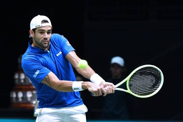 Sport Themen der Woche KW37 Sport Bilder des Tages BOLOGNA, ITALY - SEPTEMBER 13: Matteo Berrettini of Italy in action during the 2024 Davis Cup Finals Group Stage Bologna match between the Italy and Belgium at Unipol Arena on September 13, 2024 in Bologna, Italy. Copyright: xAndreaxRositox DSC_5208