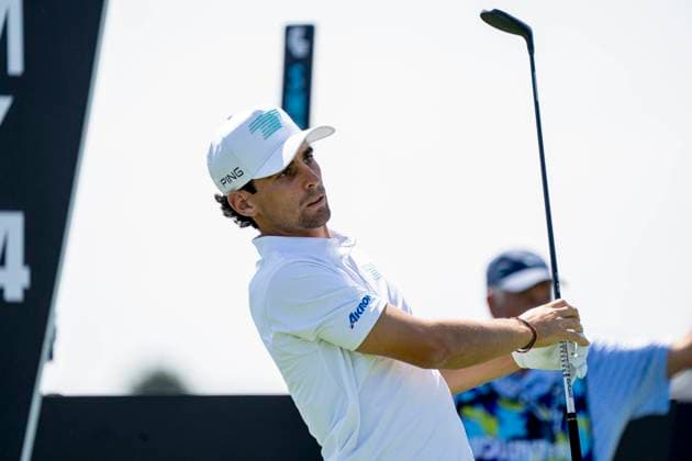BOLINGBROOK, IL - SEPTEMBER 13: Joaquin Niemann of the Torque GC watches the ball fly from the fifth tee during day one of LIV Golf: Chicago at Bolingbrook Golf Club on September 13, 2024 in Bolingbrook, Illinois. (Photo by Ben Hsu Icon Sportswire) GOLF: SEP 13 LIV Golf League Chicago EDITORIAL USE ONLY Icon2242409130371