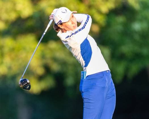 September 14, 2024, Gainesville, Va, USA: Team Europe s CARLOTA CIGANDA tees off on the third hole during the morning foursome matches on day two of the 2024 Solheim Cup. Gainesville USA - ZUMAb237 20240914_znp_b237_017 Copyright: xRobertxBlakleyx
