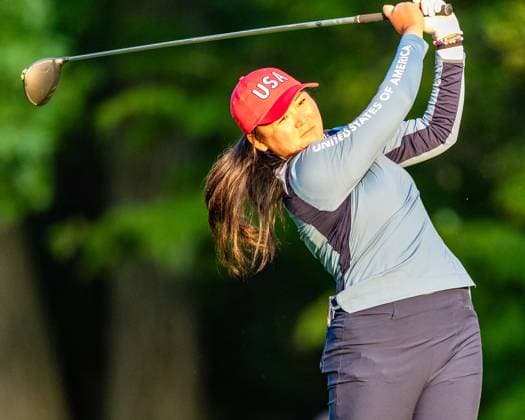 September 14, 2024, Gainesville, Va, USA: Team USA s ALLISEN CORPUZ tees off on the third hole during the morning foursome matches on day two of the 2024 Solheim Cup. Gainesville USA - ZUMAb237 20240914_znp_b237_018 Copyright: xRobertxBlakleyx