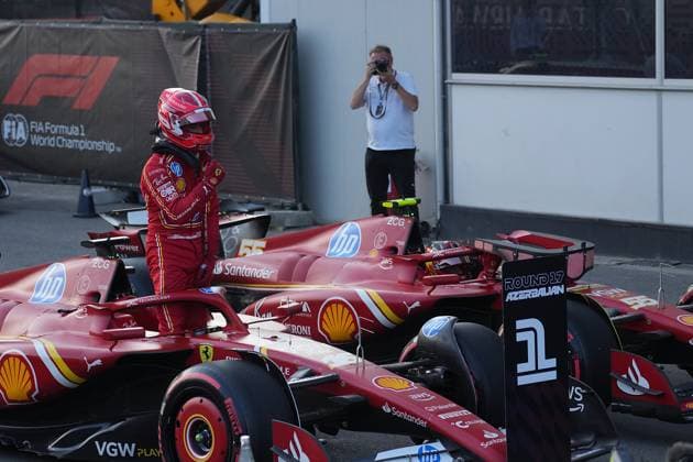 14.09.2024, Baku City Circuit , Baku, FORMULA 1 QATAR AIRWAYS AZERBAIJAN GRAND PRIX 2024 ,im Bild Poleposition für Charles Leclerc (MCO), Scuderia Ferrari HP Defodi-506_20240914_hbr_3985