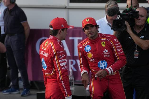 14.09.2024, Baku City Circuit , Baku, FORMULA 1 QATAR AIRWAYS AZERBAIJAN GRAND PRIX 2024 ,im Bild Poleposition für Charles Leclerc (MCO), Scuderia Ferrari HP, 3. Startplatz für Carlos Sainz Jr. (ESP), Scuderia Ferrari HP Defodi-506_20240914_hbr_4407