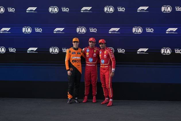 14.09.2024, Baku City Circuit , Baku, FORMULA 1 QATAR AIRWAYS AZERBAIJAN GRAND PRIX 2024 ,im Bild Poleposition für Charles Leclerc (MCO), Scuderia Ferrari HP, 2. Startplatz für Oscar Piastri (AUS), McLaren F1 Team, 3. Startplatz für Carlos Sainz Jr. (ESP), Scuderia Ferrari HP Defodi-506_20240914_hbr_4662
